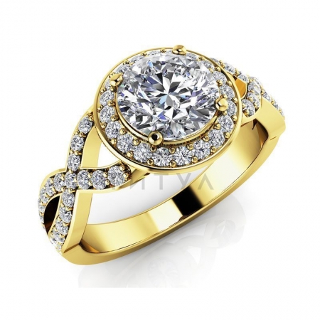 М-12360 помолвочное кольцо из желтого золота с муассанитами