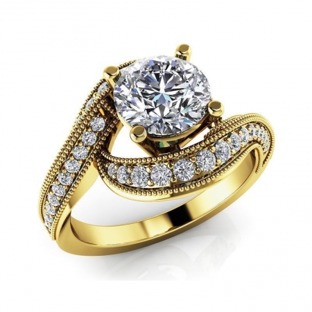 М-12314 помолвочное винтажное кольцо из желтого золота с муассанитами
