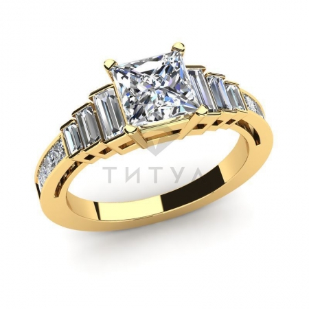 М-12404 помолвочное кольцо из желтого золота с муассанитами