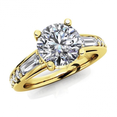 М-12380 помолвочное кольцо из желтого золота с муассанитами