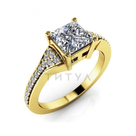 М-12311 помолвочное кольцо из желтого золота с муассанитами