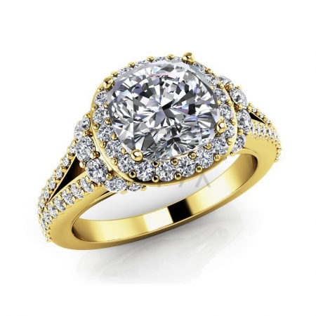 М-12405 помолвочное кольцо из желтого золота с муассанитами