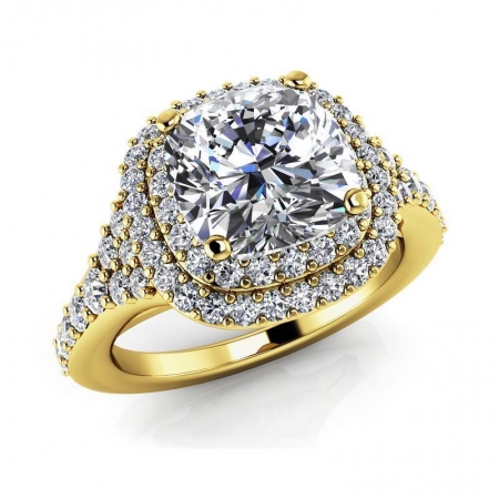 М-12399 помолвочное кольцо из желтого золота с муассанитами