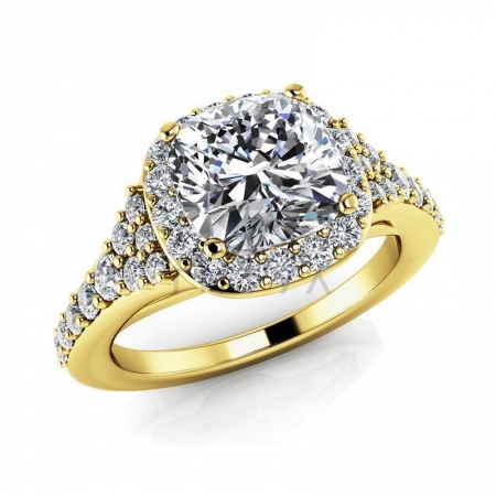 М-12398 помолвочное кольцо из желтого золота с муассанитами