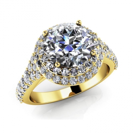 М-12386 помолвочное кольцо из желтого золота с муассанитами