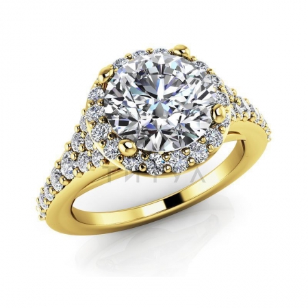 М-12376 помолвочное кольцо из желтого золота с муассанитами