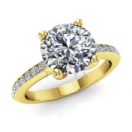 М-12316 помолвочное кольцо из желтого золота с муассанитами