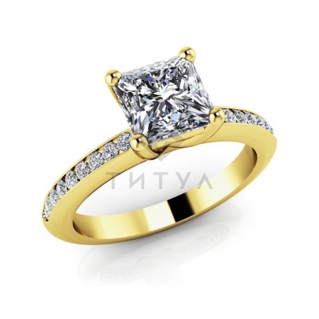 М-12317 помолвочное кольцо из желтого золота с муассанитами