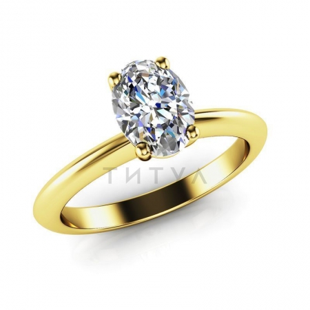 Помолвочное кольцо из желтого золота с большим муассанитом