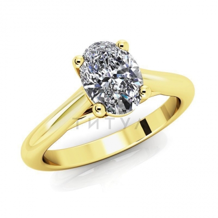 М-12438 помолвочное кольцо из желтого золота с большим муассанитом