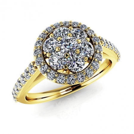 М-12304 помолвочное кольцо из желтого золота с муассанитами