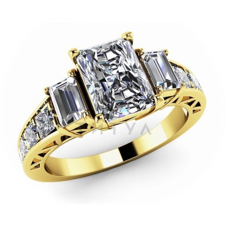 М-11801 кольцо из желтого золота с муассанитами
