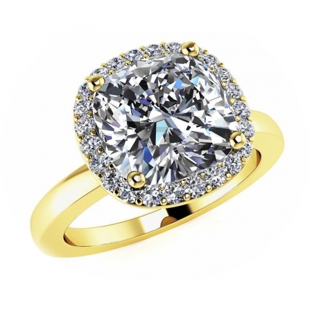 М-12308 помолвочное кольцо из желтого золота с муассанитами