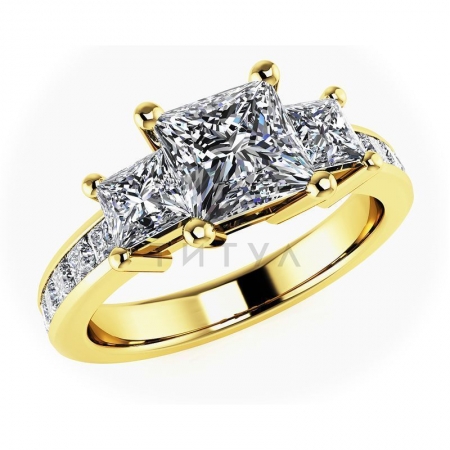 М-11809 кольцо из желтого золота с муассанитами