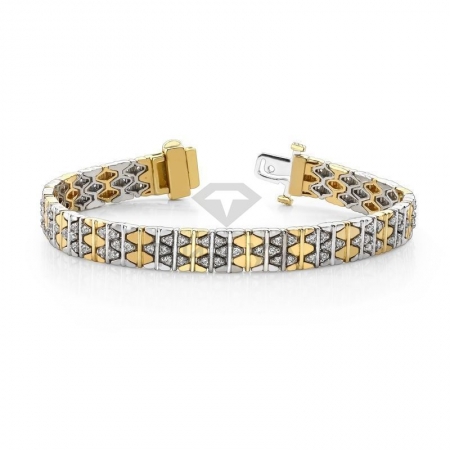 М-10137 винтажный браслет с муассанитами из золота двух цветов