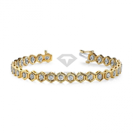 М-10133 винтажный золотой браслет с муассанитами из золота двух цветов