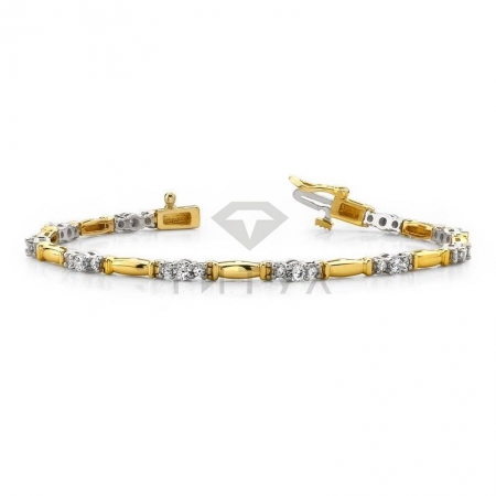 М-10256 дизайнерский золотой браслет с муассанитами из золота двух цветов
