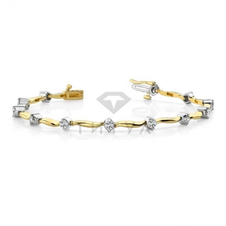 М-10254 дизайнерский золотой браслет с муассанитами из золота двух цветов