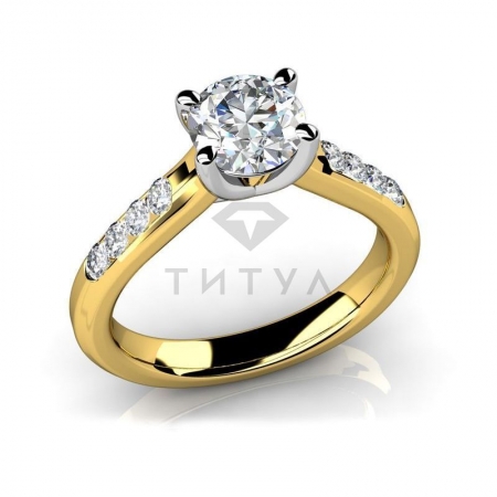 Ювелирная компания «ТИТУЛ» Помолвочное кольцо из желтого золота с муассанитами