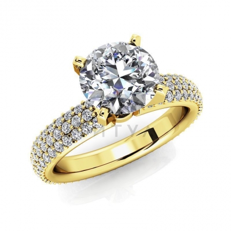 М-12410 помолвочное кольцо из желтого золота с муассанитами
