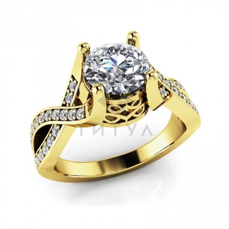М-12327 помолвочное кольцо из желтого золота с муассанитами