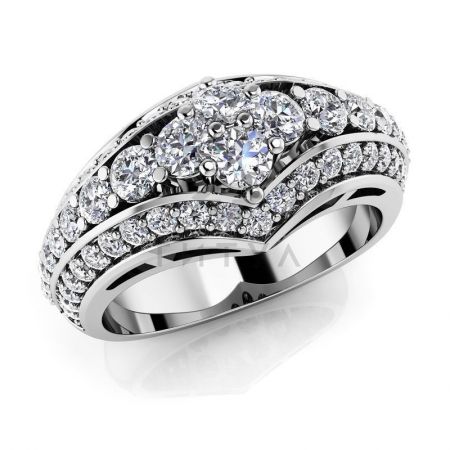 М-11833 модное кольцо с муассанитами из белого золота
