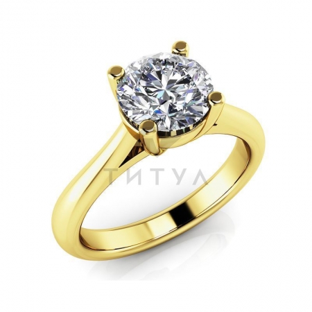 М-12443 помолвочное кольцо из желтого золота с большим муассанитом
