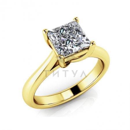 М-12439 помолвочное кольцо из желтого золота с большим муассанитом