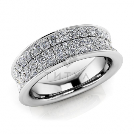 М-11846 модное кольцо с муассанитами из белого золота