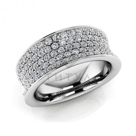 М-11831 модное кольцо с муассанитами из белого золота