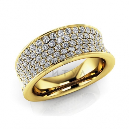 М-11901 модное кольцо с муассанитами из желтого золота