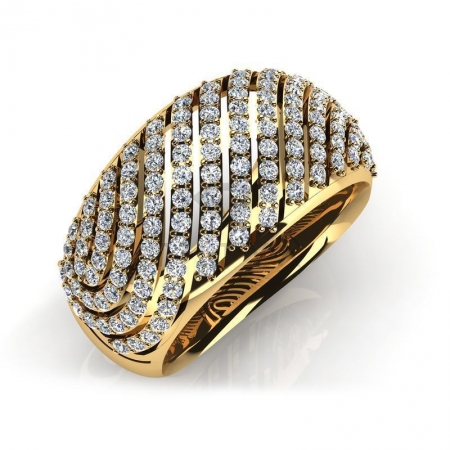 М-11894 модное кольцо с муассанитами из желтого золота