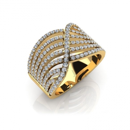 М-11910 модное кольцо с муассанитами из желтого золота