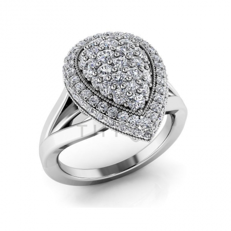 М-11825 модное кольцо с муассанитами из белого золота