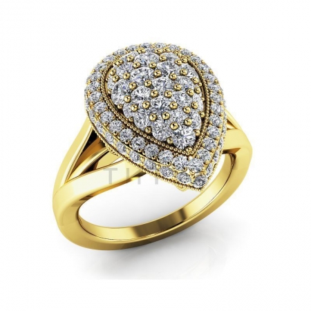 М-11895 модное кольцо с муассанитами из желтого золота