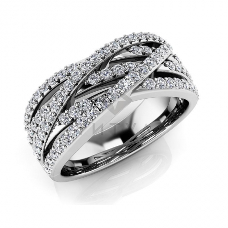 М-11820 модное кольцо с муассанитами из белого золота