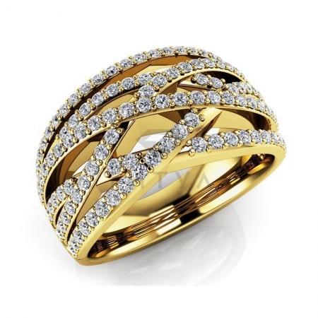М-11893 модное кольцо с муассанитами из желтого золота