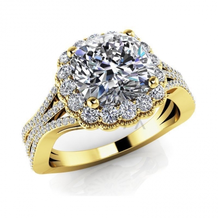 М-12408 помолвочное кольцо из желтого золота с муассанитами