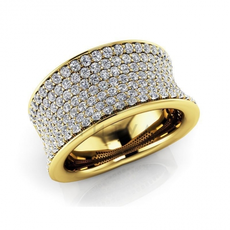 М-11915 модное кольцо с муассанитами из желтого золота