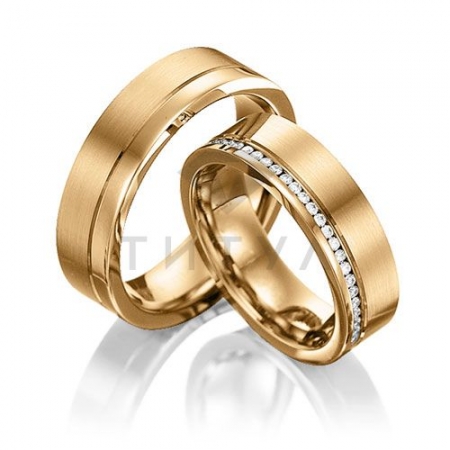 Т-37087 золотые парные обручальные кольца (цена за пару)