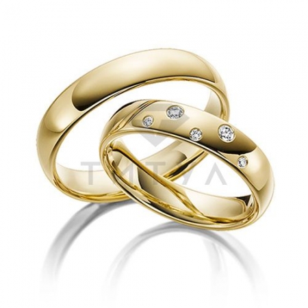 Т-37337 золотые парные обручальные кольца (цена за пару)