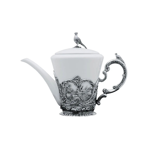 Набор "Королевская охота": ложка, чашка, чайник (Серебро 925)