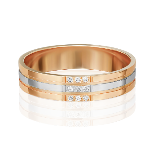 Обручальное кольцо из комбинированного золота с бриллиантом