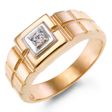 Т-30550 мужское золотое кольцо c бриллиантом