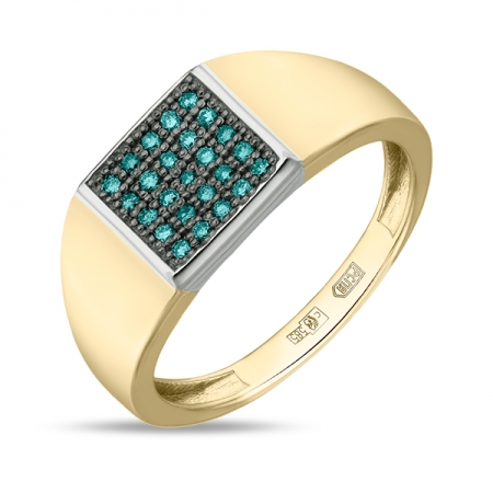 Т-29396 кольцо из желтого золота c бриллиантами северное сияние