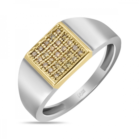 Т-29389 кольцо из белого золота c бриллиантами северное сияние