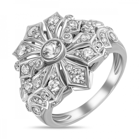 Ювелирная компания «ТИТУЛ» Кольцо из белого золота c бриллиантами и сапфирами Драгоценное наследие
