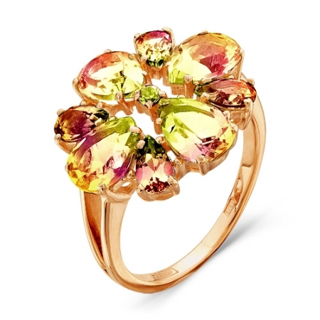 100-1006 золотое кольцо цветок c султанитом