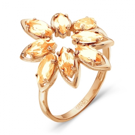 100-1007 золотое кольцо цветок c морганитом