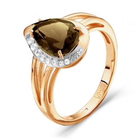 100-1022 золотое кольцо c раухтопазом
